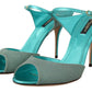 Aqua Blue Glitter Heels Sandals