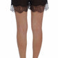Elegant Black Floral Lace Silk Shorts