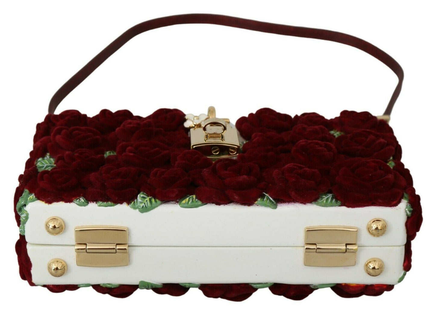 Red Roses Gold Padlock Resin Evening Clutch Borse Bag BOX