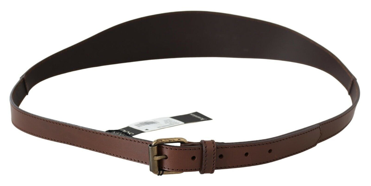 Brown Genuine Leather Rustic Metal Buckle Belt