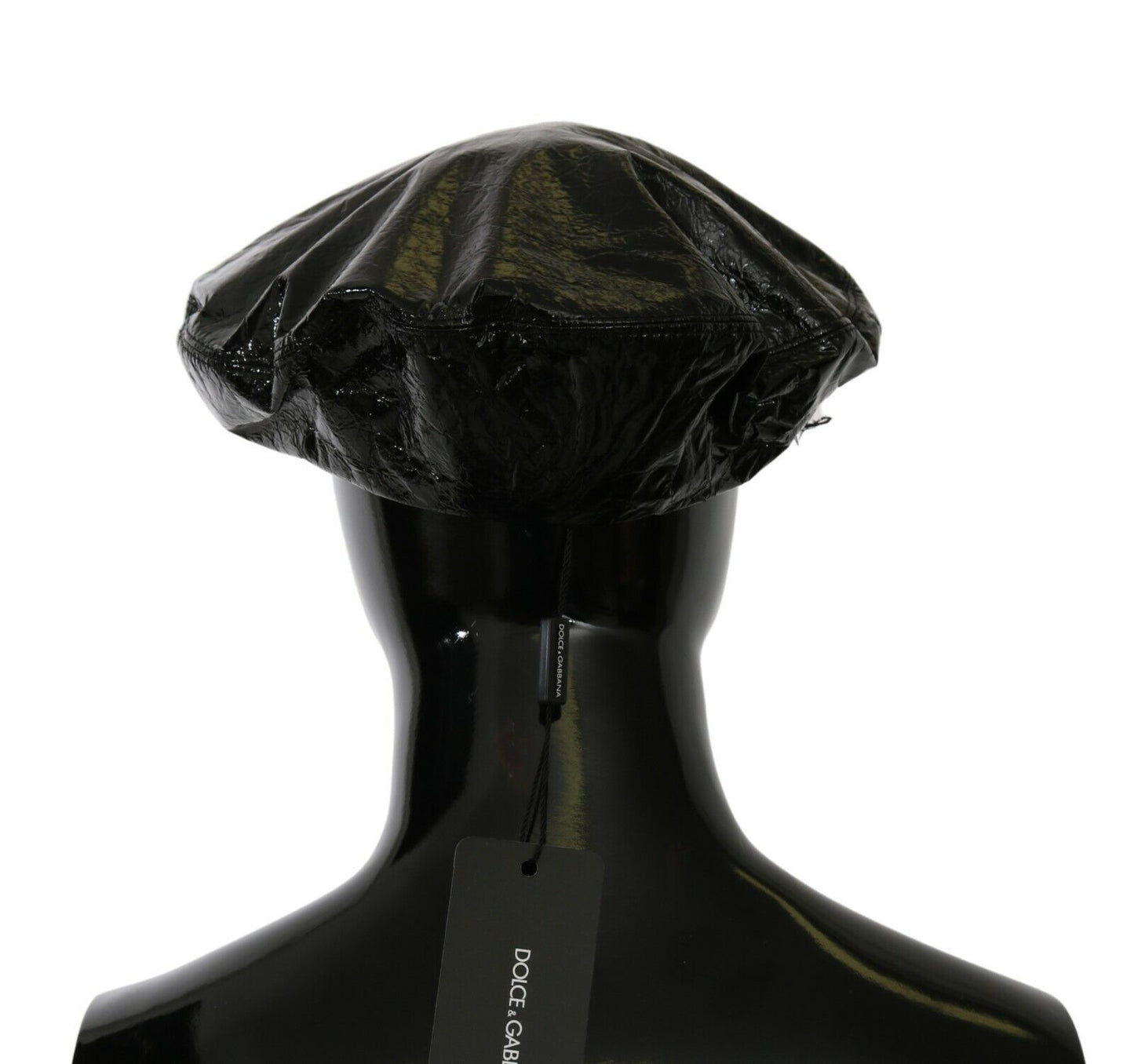 Black Shiny Leather Newsboy Cap Hat