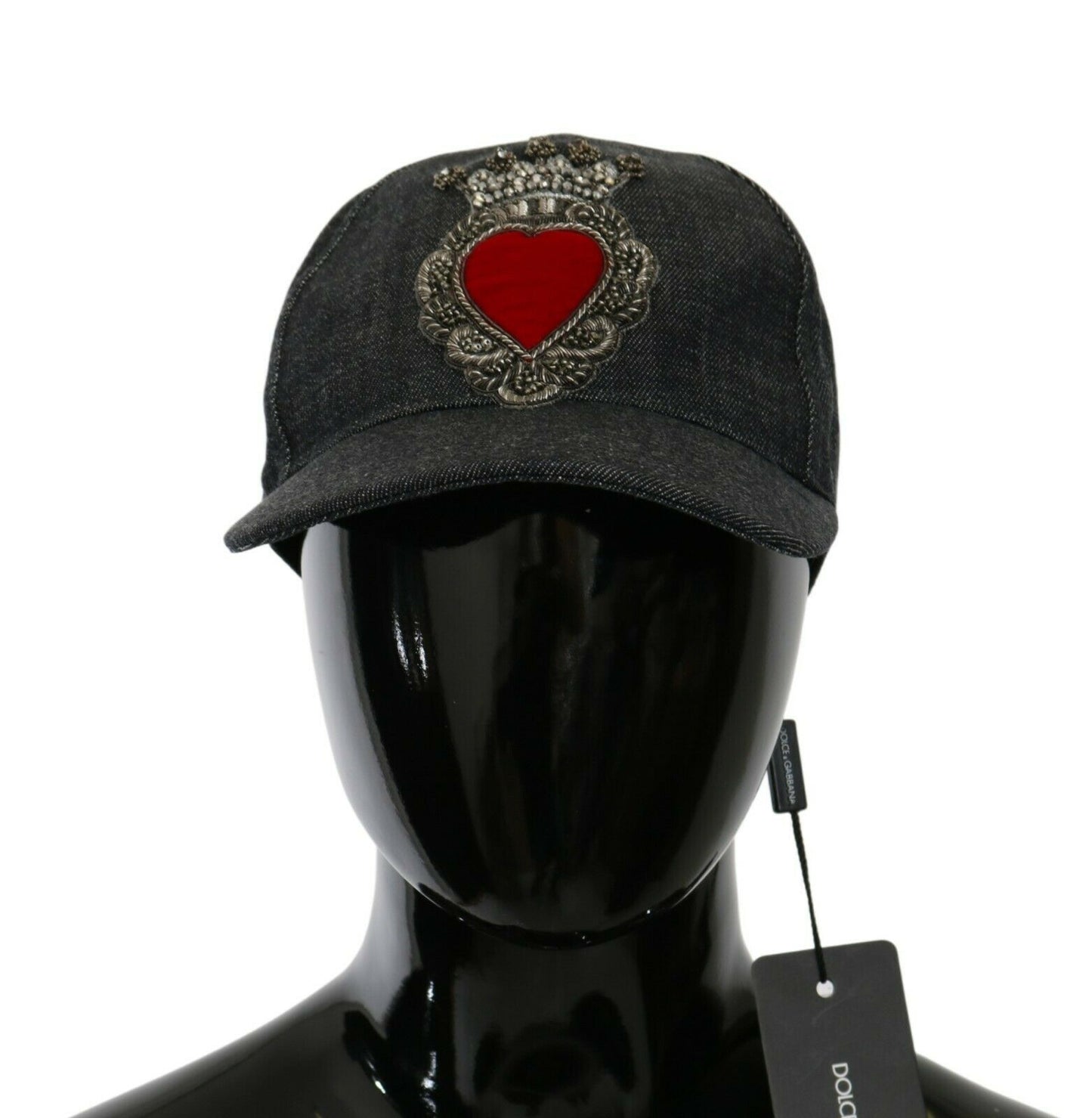 Blue Denim Embroidered Heart Design Cap