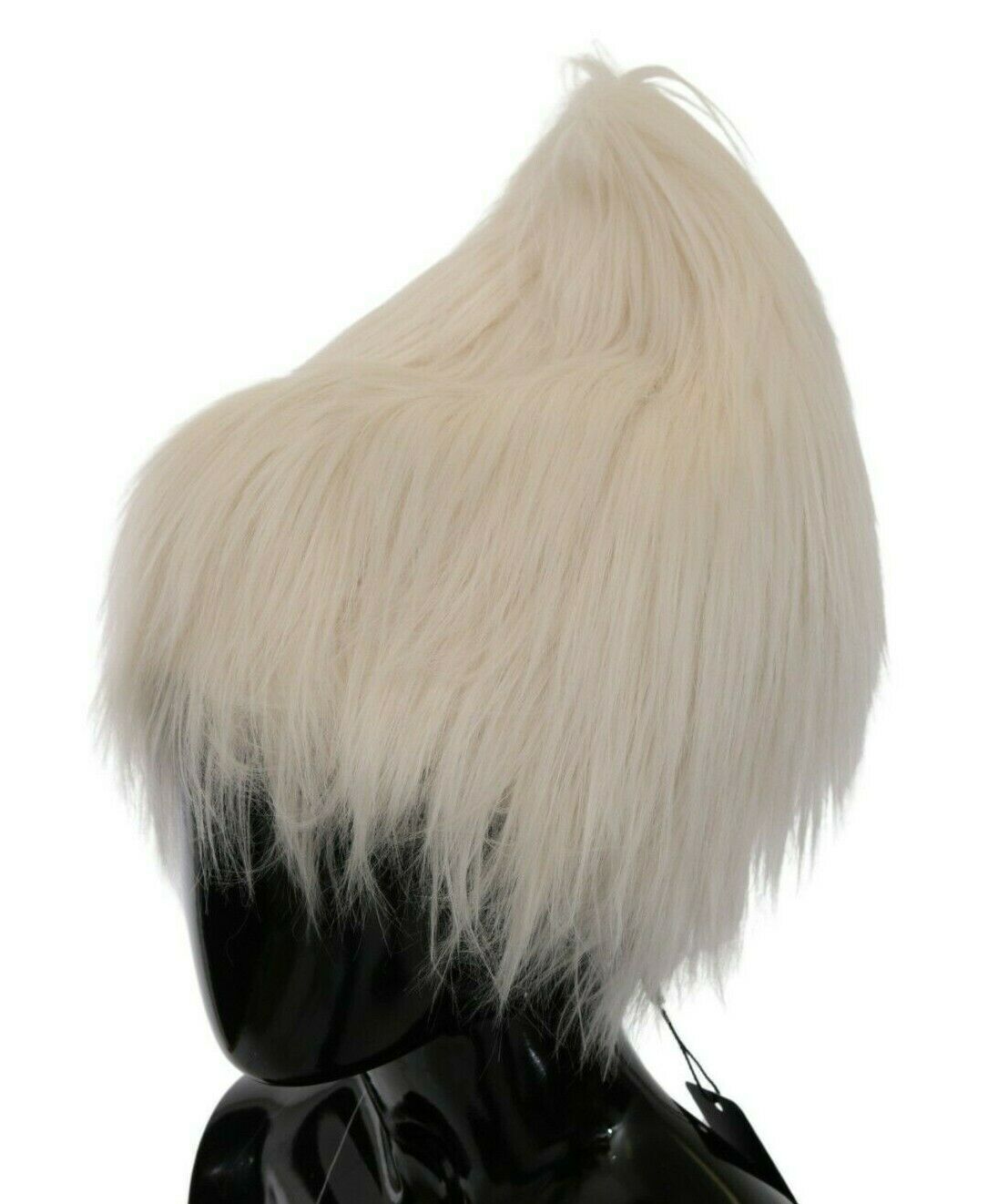 White Modacrylic Fur Beanie Long Hat