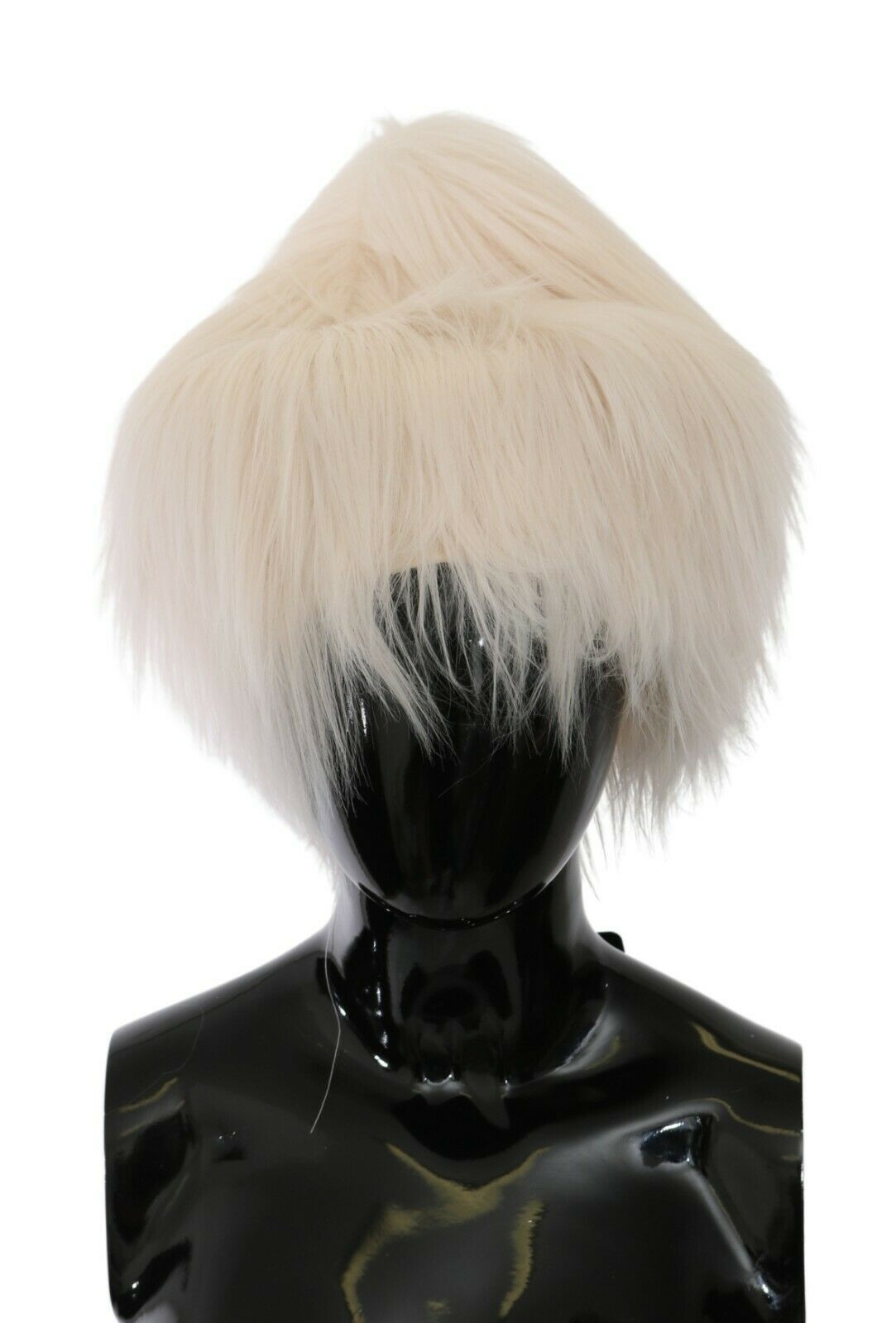 White Modacrylic Fur Beanie Long Hat