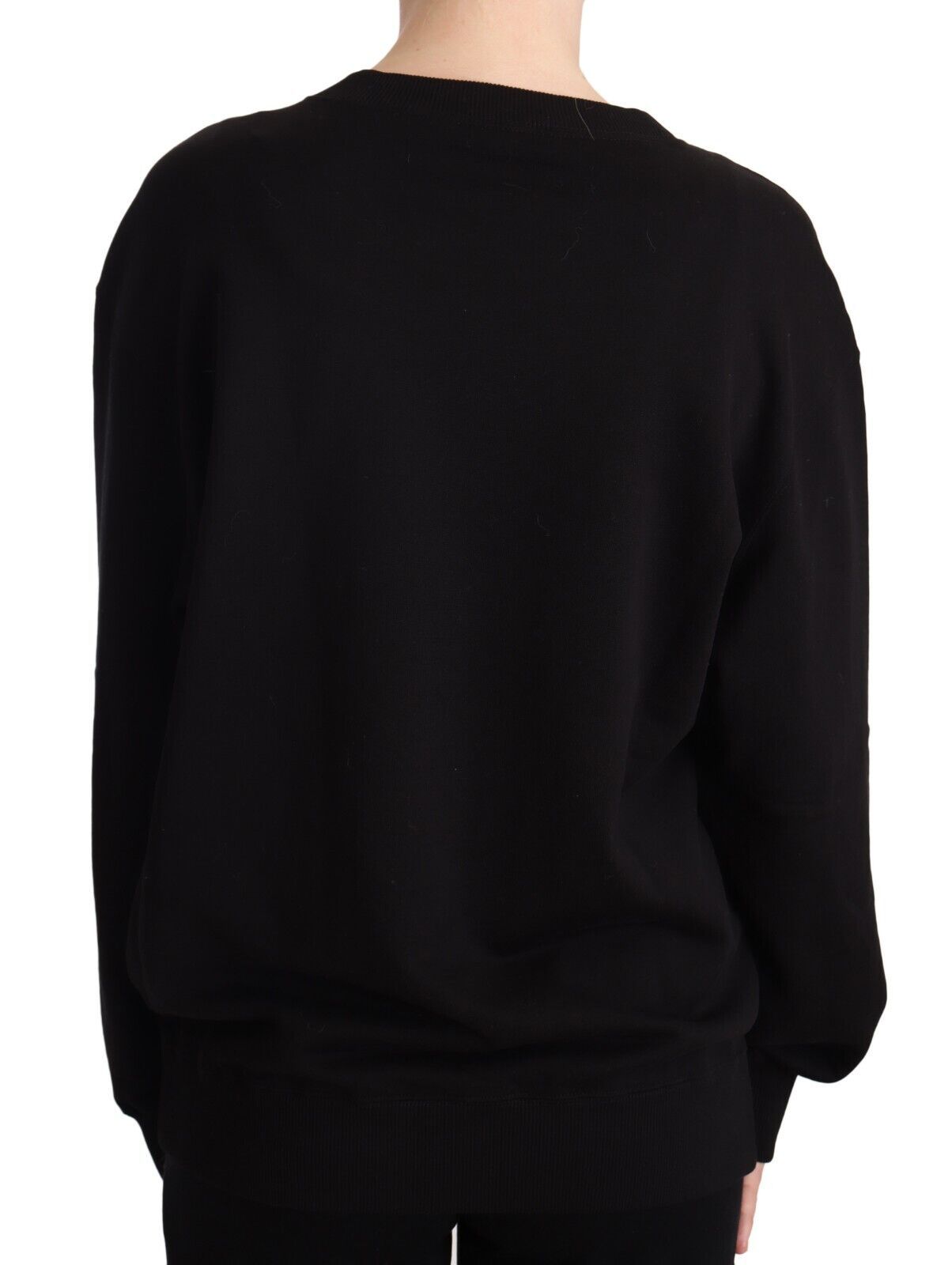 Elegant Black Crystal Logo Sweatshirt