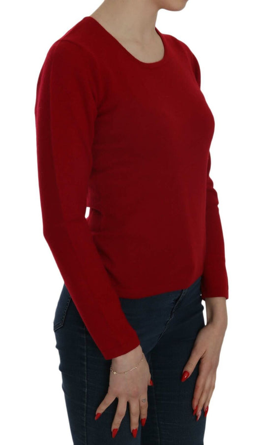 Elegant Red Cashmere Pullover Blouse