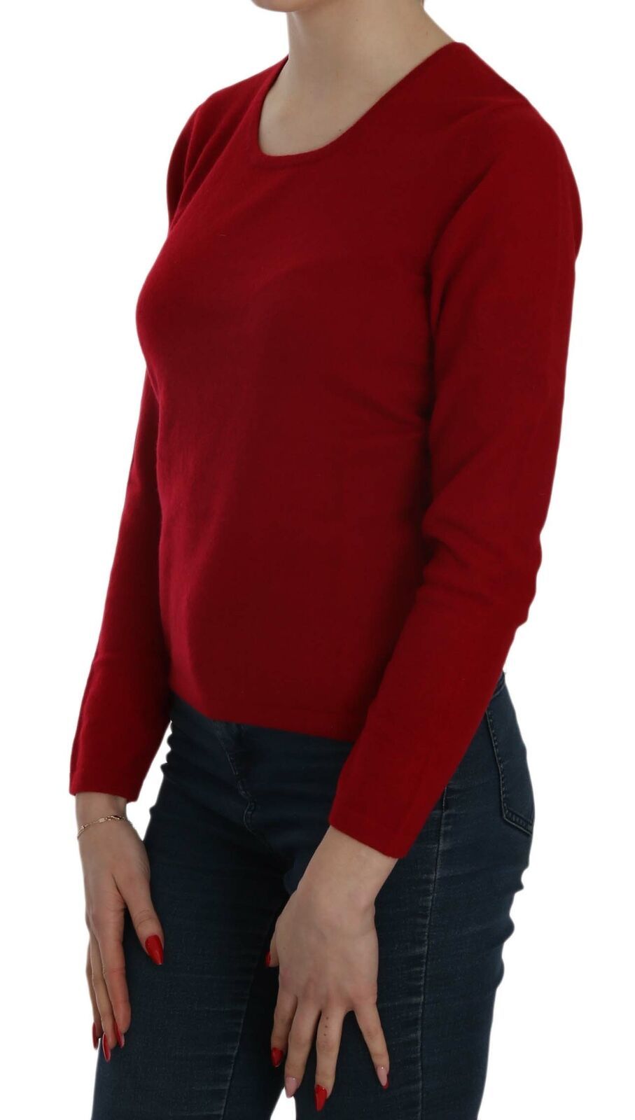 Elegant Red Cashmere Pullover Blouse
