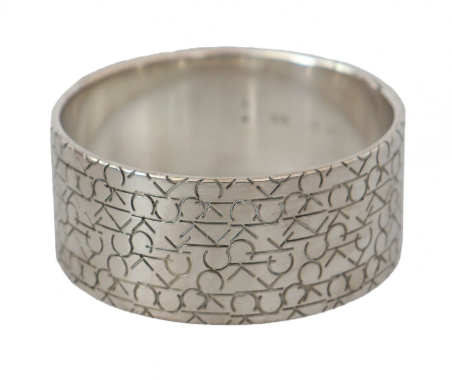 Elegant Sterling Silver Logo Bangle Bracelet