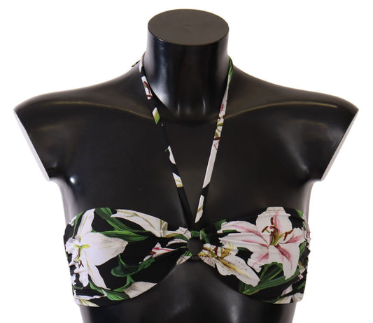 Elegant Lilies Print Bikini Top