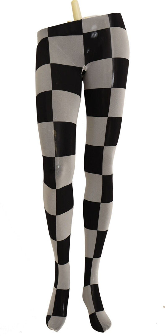 White Black Checkered Tights Nylon Stockings