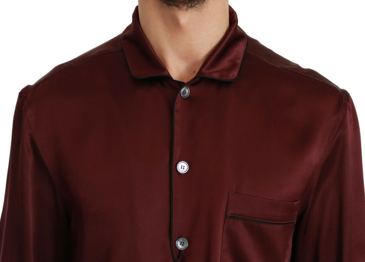 Bordeaux Silk Pajama-Inspired Shirt