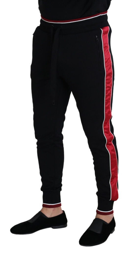 Chic Black Jogging Sweatpants with Red Detail