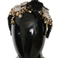 Black Silk Gold Crystal Studded Diadem