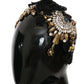 Black Silk Gold Crystal Studded Diadem