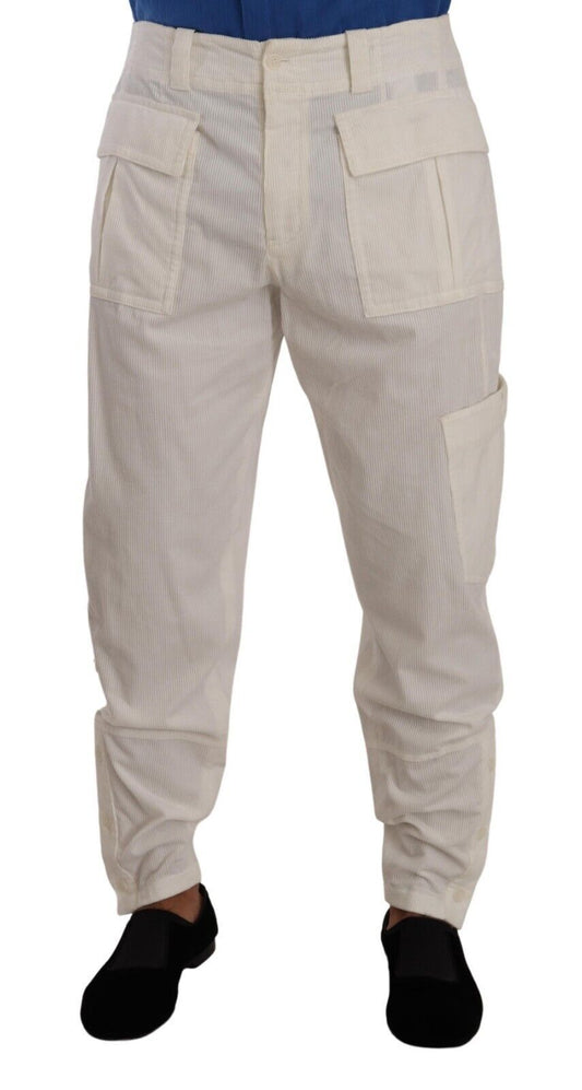 Elegant Off White Cargo Pants - Regular Fit