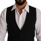 Elegant Black Wool Blend Dress Vest
