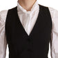 Elegant Black Buttoned Vest Top