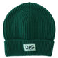 Elegant Virgin Wool Green Beanie