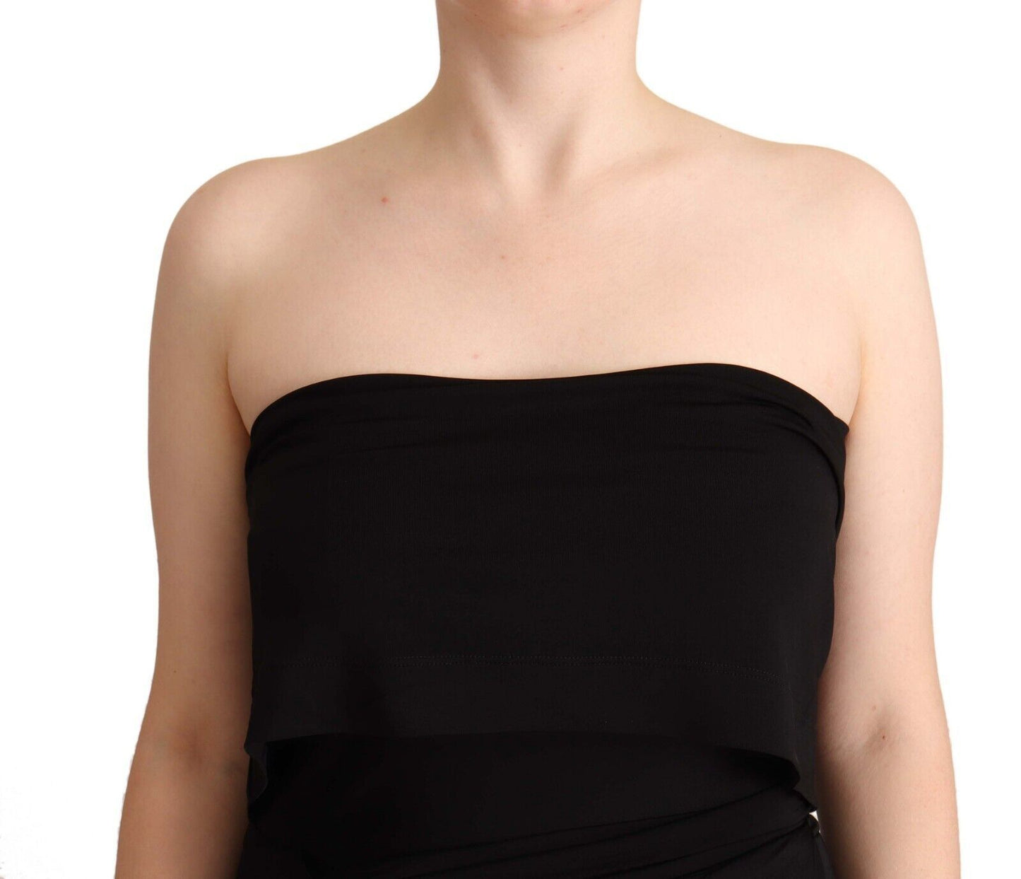 Elegant Black Viscose Mini Dress