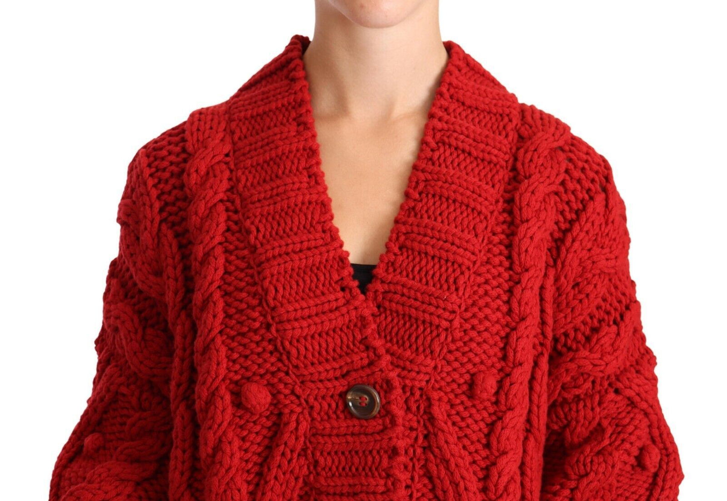 Ravishing Red Virgin Wool Cardigan