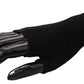 Black Knitted Elbow Length Gloves