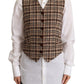 Elegant Checkered V-Neck Sleeveless Vest Top
