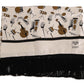 Silken Fringe Scarf with Instrument Print