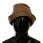 Brown Lamb Leather Small Brim Chain Hat