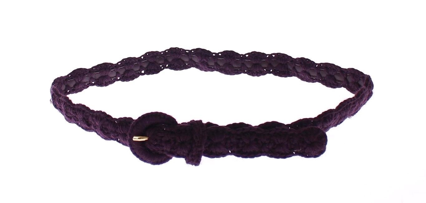 Purple Cotton Gold Logo Waist Belt