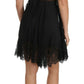 Elegant Black Silk Floral Lace Chemise Dress