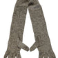 Elegant Silver Silk Elbow Length Gloves