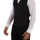 Elegant Black Striped Formal Vest