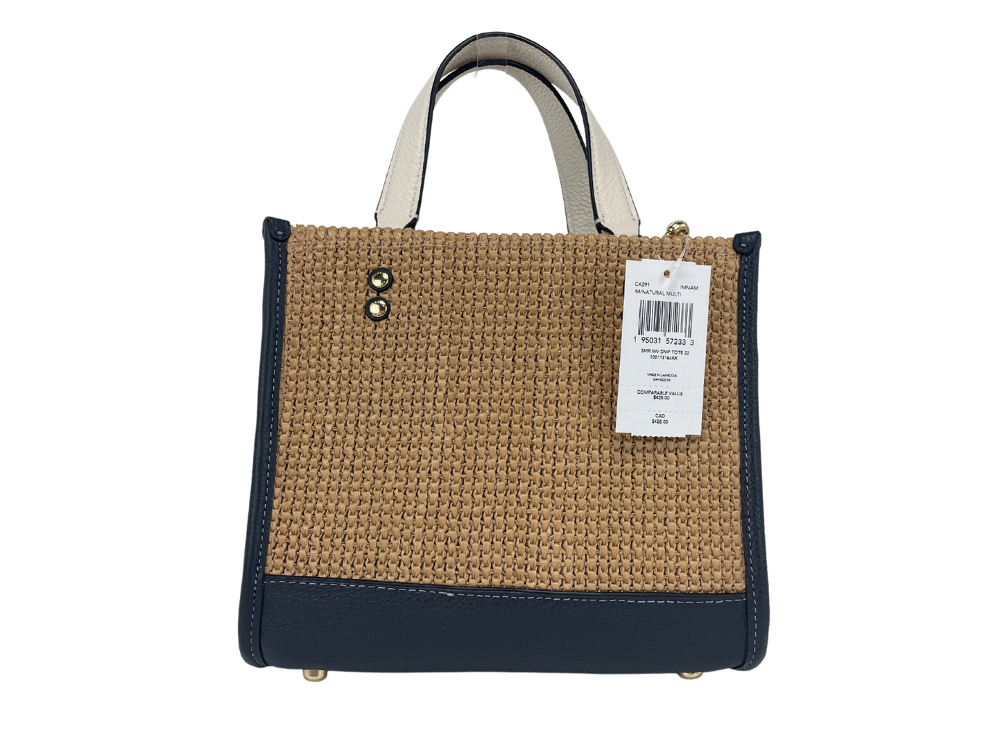 (CA291) Dempsey Straw Natural Multi Tote 22 Crossbody Handbag Purse Bag
