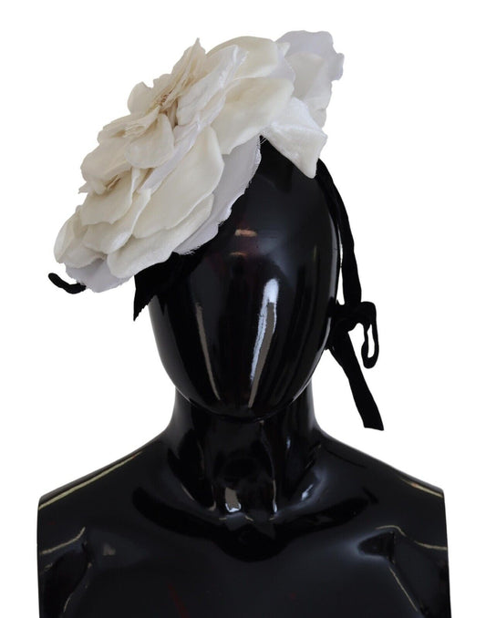 Elegant White Silk Floral Hat