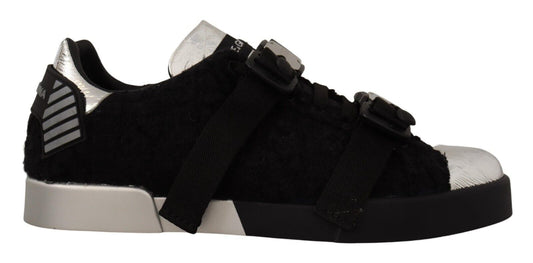 Elegant Shearling-Trimmed Leather Sneakers