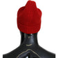 Elegant Red Virgin Wool Beanie Hat