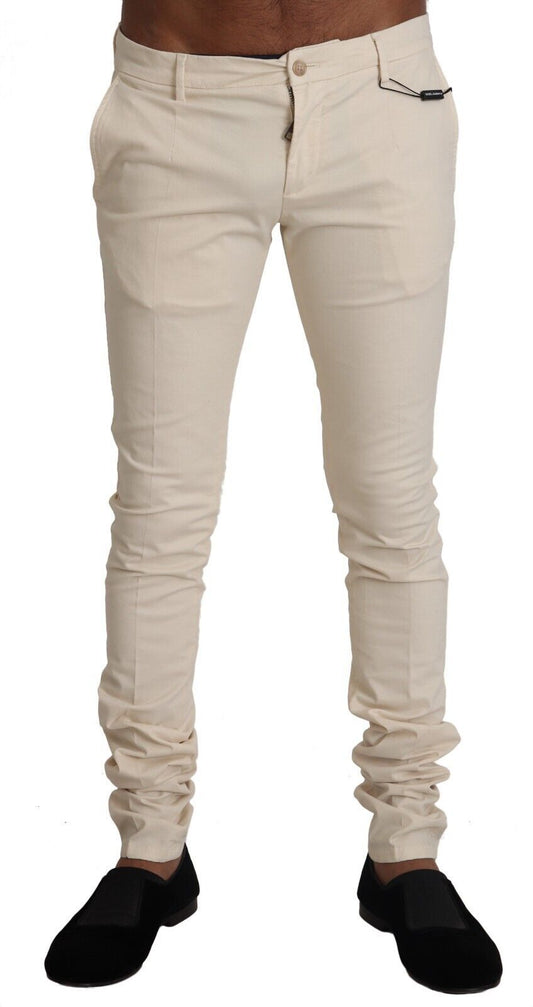 Elegant Off White Slim Fit Skinny Pants