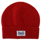Elegant Red Virgin Wool Beanie Hat