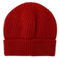 Elegant Red Virgin Wool Beanie Hat