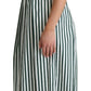 Chic Sleeveless A-Line Dress in White & Green