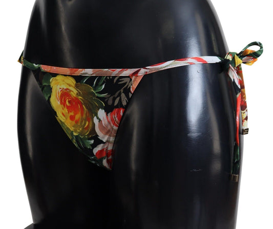 Elegant Floral Bikini Bottoms - Drawstring Closure