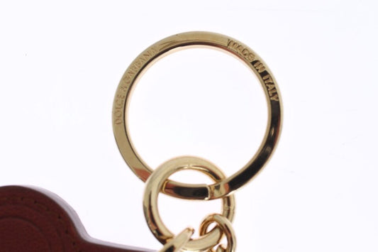 Brown Leather Miss SICILY Gold Finder Chain Keychain