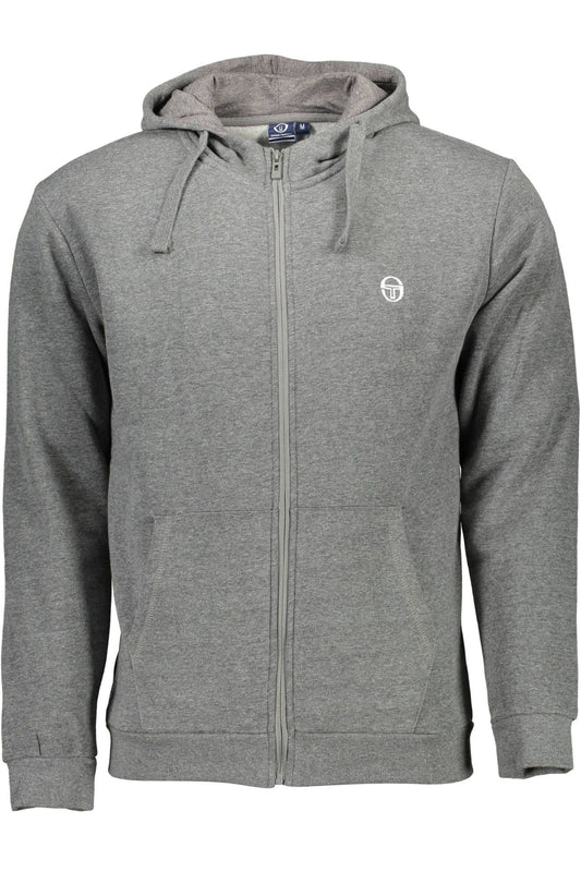 Elegant Gray Hooded Zip Sweatshirt