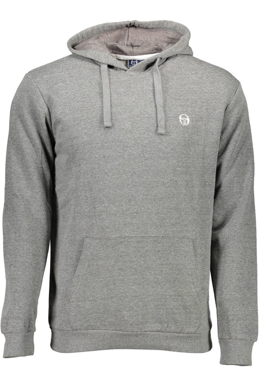 Chic Gray Hooded Sweatshirt with Embroidered Logo
