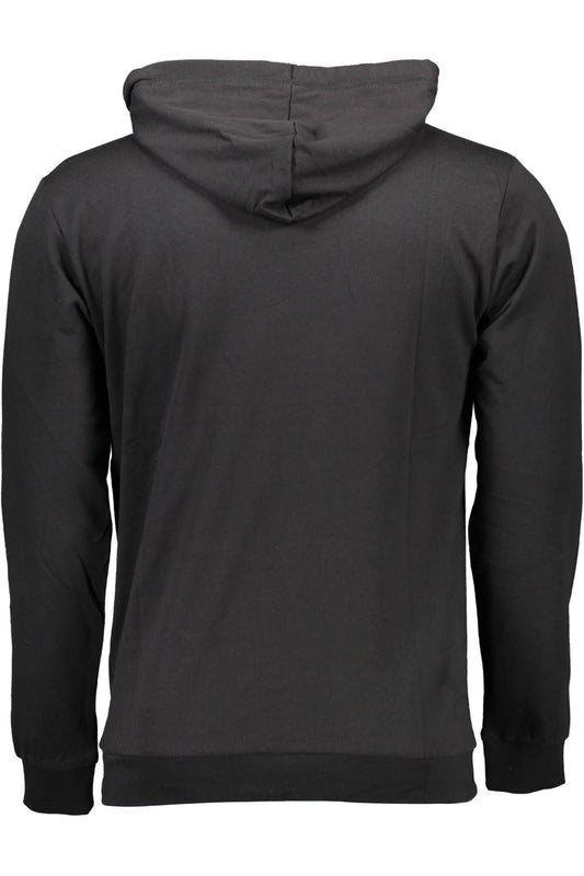 Elegant Black Hooded Sweatshirt with Logo Embroidery