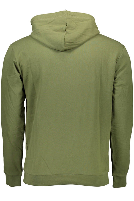 Green Cotton Hooded Sweatshirt with Logo Embroidery