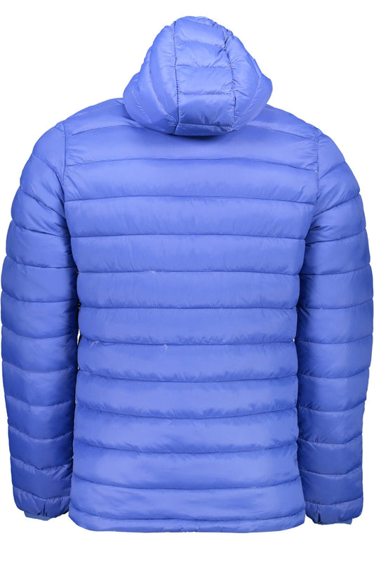 Blue Hooded Jacket with Sleek Logo Accent