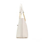 Jet Set Medium Cream Leather Front Pocket Zip Chain Tote Bag Purse