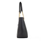 Jet Set Medium Black Leather Front Zip Chain Tote Purse Bag