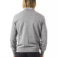Embroidered Wool V-Neck Sweater - Elegant Gray